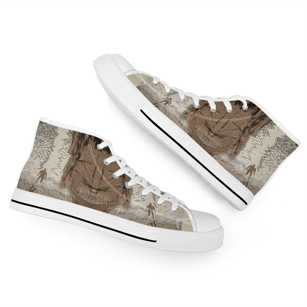 Midnight Run - Original artwork by Craig Davoll - FWS High-Top Canvas Shoes With Customized Tongue - White