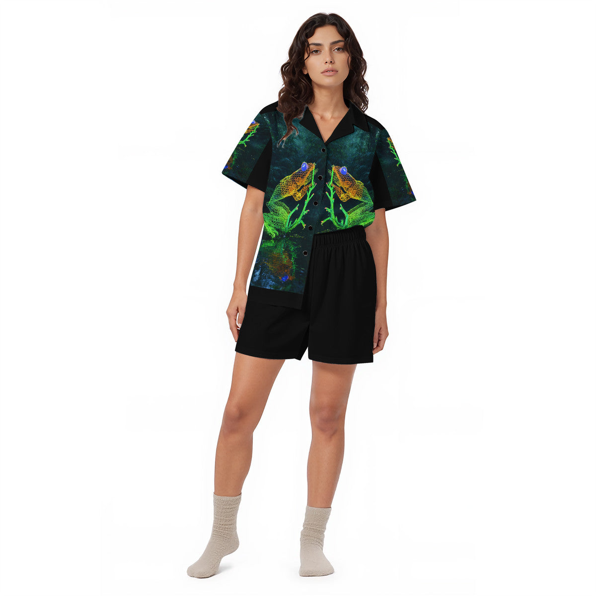 Feeling Froggy - Original Art by Craig Davoll - Premium Women's short pajama set