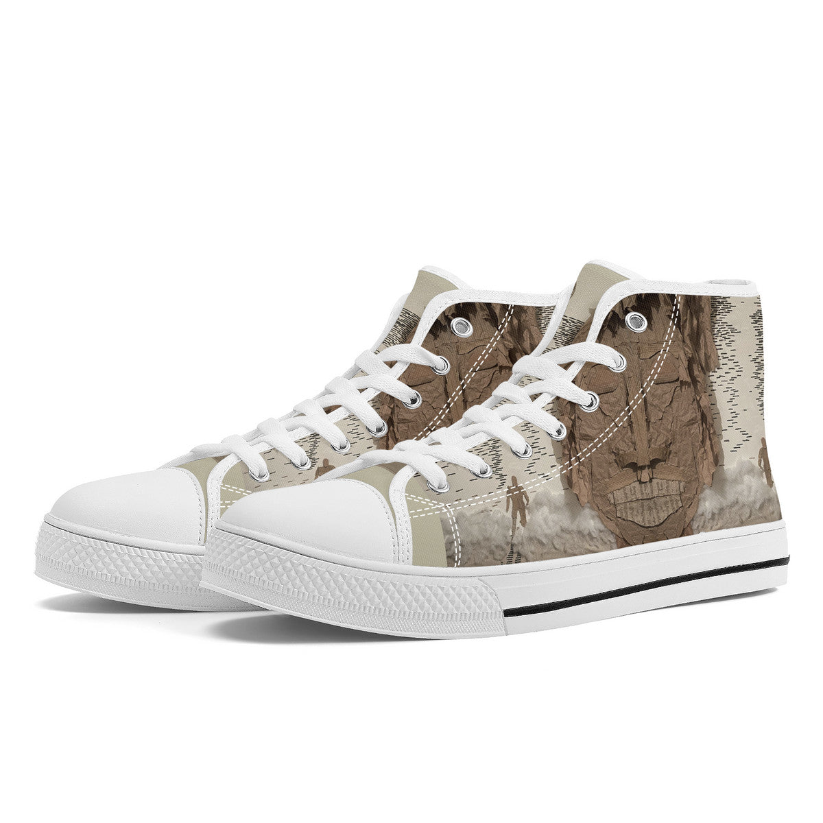 Midnight Run - Original artwork by Craig Davoll - FWS High-Top Canvas Shoes With Customized Tongue - White