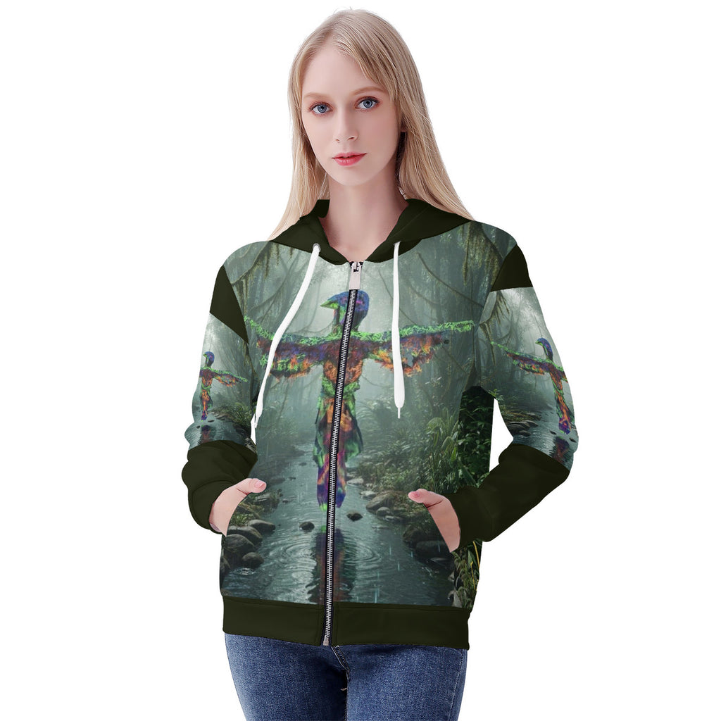 Phoenix Rising - Original Art by Craig Davoll -  Women's All Over Print Zip Hoodie