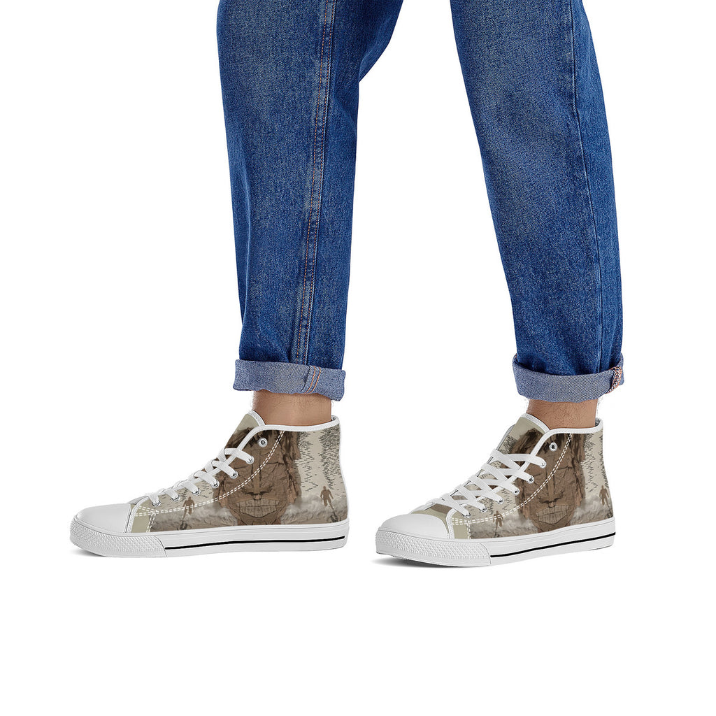 Midnight Run - Original artwork by Craig Davoll - FWS High-Top Canvas Shoes With Customized Tongue - White