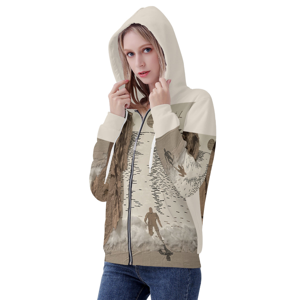 Midnight Run - Original Artwork by Craig Davoll - Women's All Over Print Zip Hoodie