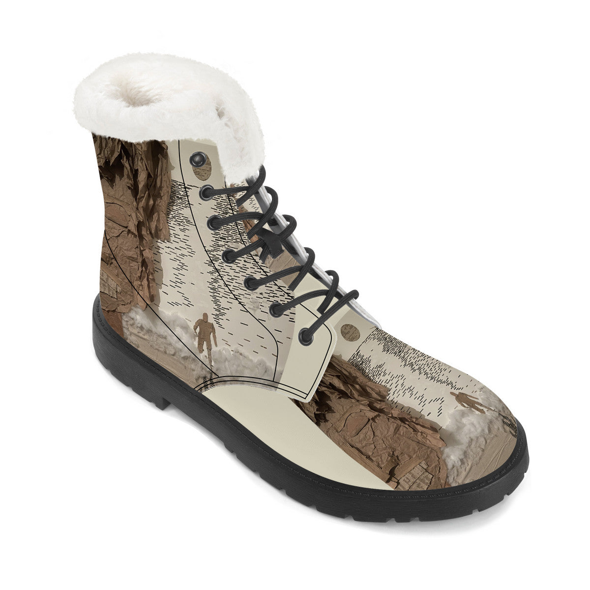 Midnight Run - Original Artwork by Craig Davoll - SF_D86 Faux Fur Synthetic Leather Boot