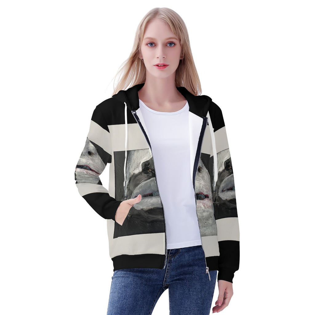 The Warrior - Original Artwork by Craig Davoll - Women's All Over Print Zip Hoodie