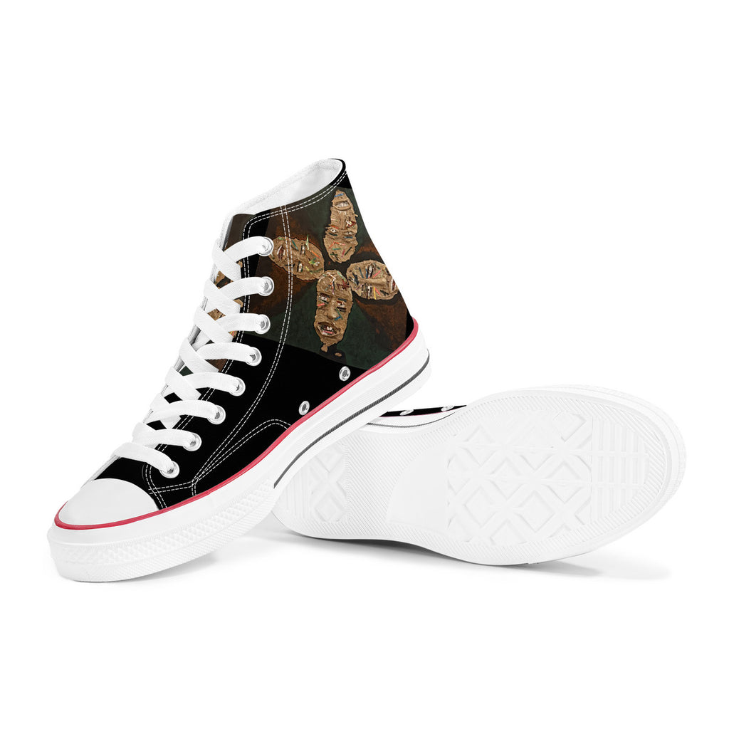 Four as One - Original artwork by Craig Davoll - D70 High Top Canvas Shoes - White